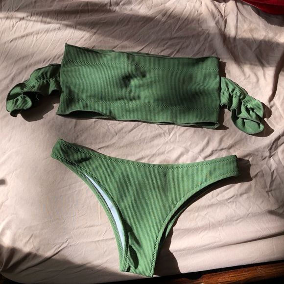 Other - Women's Bikini Ribbed Green Swimsuit Set
